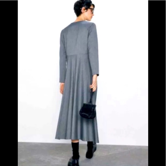 NEW ZARA DEEP V GREY DRESS - Picture 3 of 9